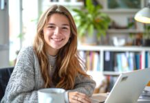 Girl learn new language online